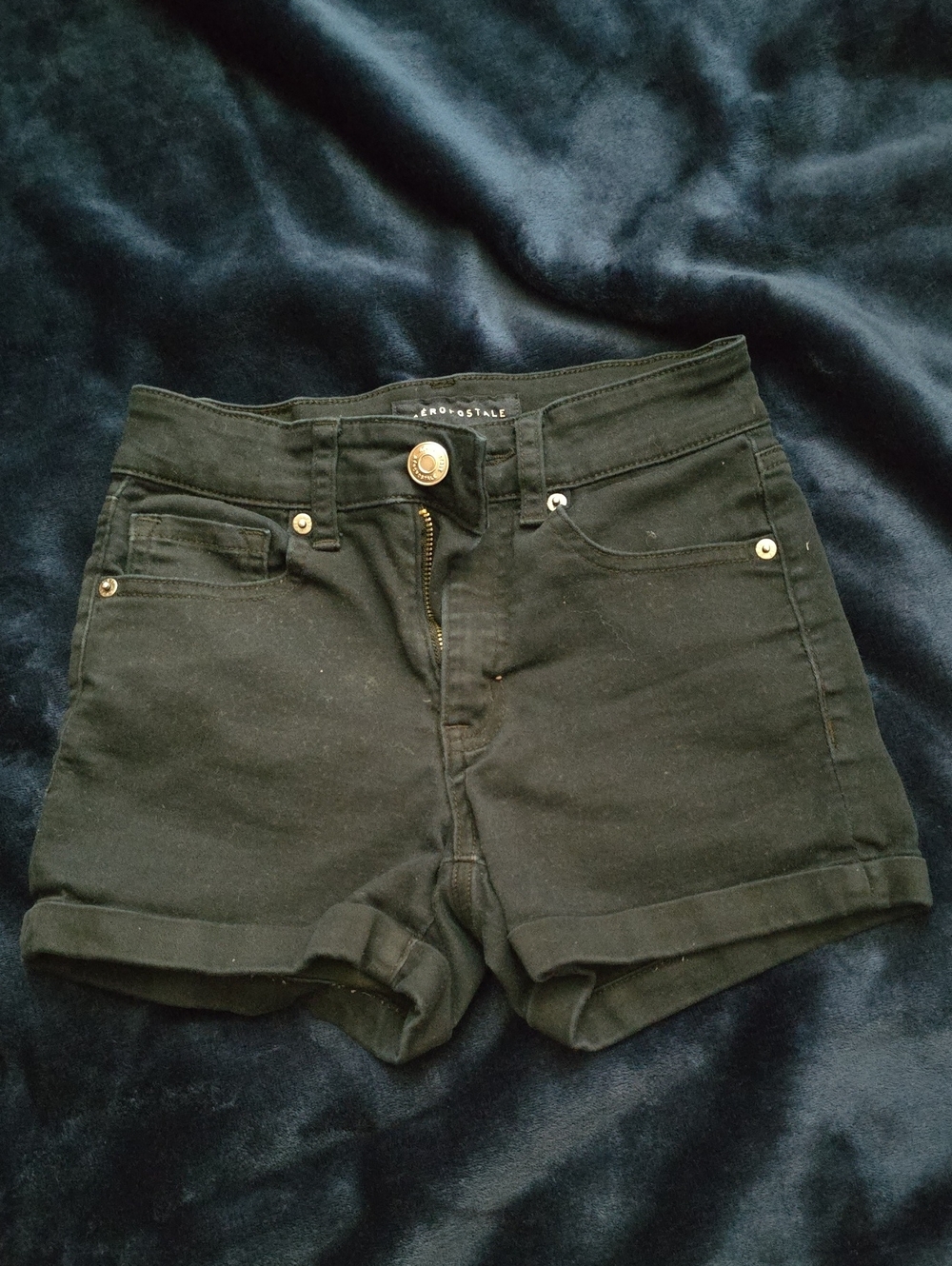 Aeropostale Black High-Rise Rolled Hem Shorts